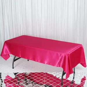 Satin Rectangular Tablecloth 60"x102" Fuchsia - Wrinkle-Resistant & Durable Table Cover
