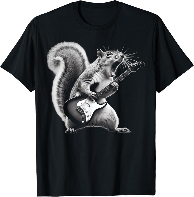 100% cotton Squirrel Playing Guitar Rock and Roll For Men, Women,  T-Shirt