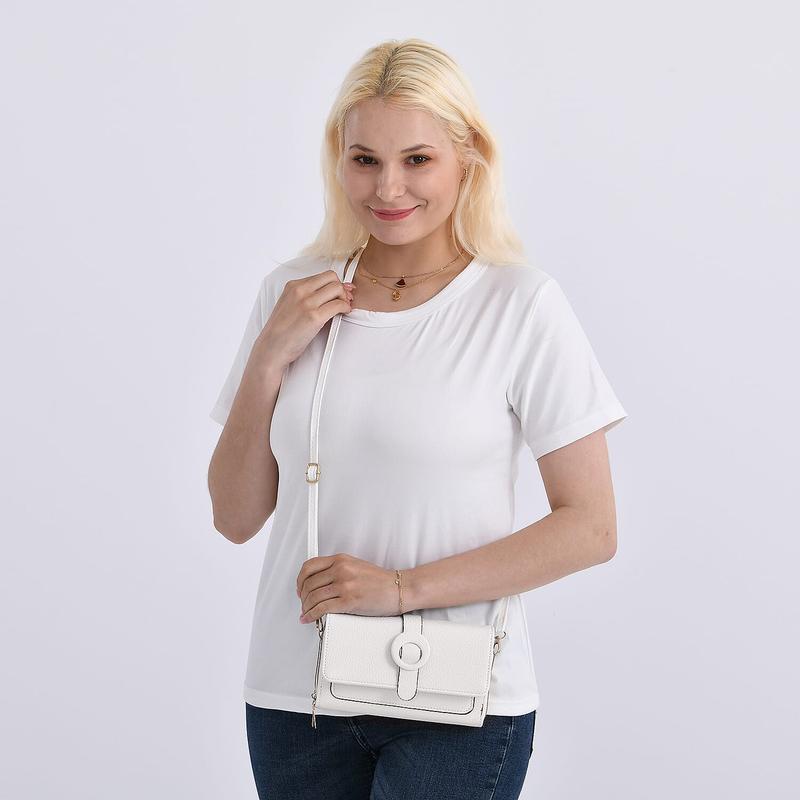 Shop LC White Solid Faux Leather Crossbody Wallet with Shoulder Strap