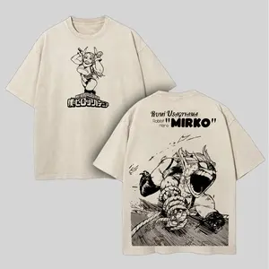 My Hero Academia Mirko Printed Unisex Washed T-Shirt, Casual Basic Tees for Men's Tops
