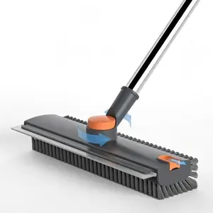 Floor Scrub Brush with Long Handle, cleaning brush,3 in 1 Scrape and Heavy-Duty Stiff Bristle Scrubber Brush for Cleaning Shower Bathroom, Patio, Garage, Kitchen, Wall and Deck