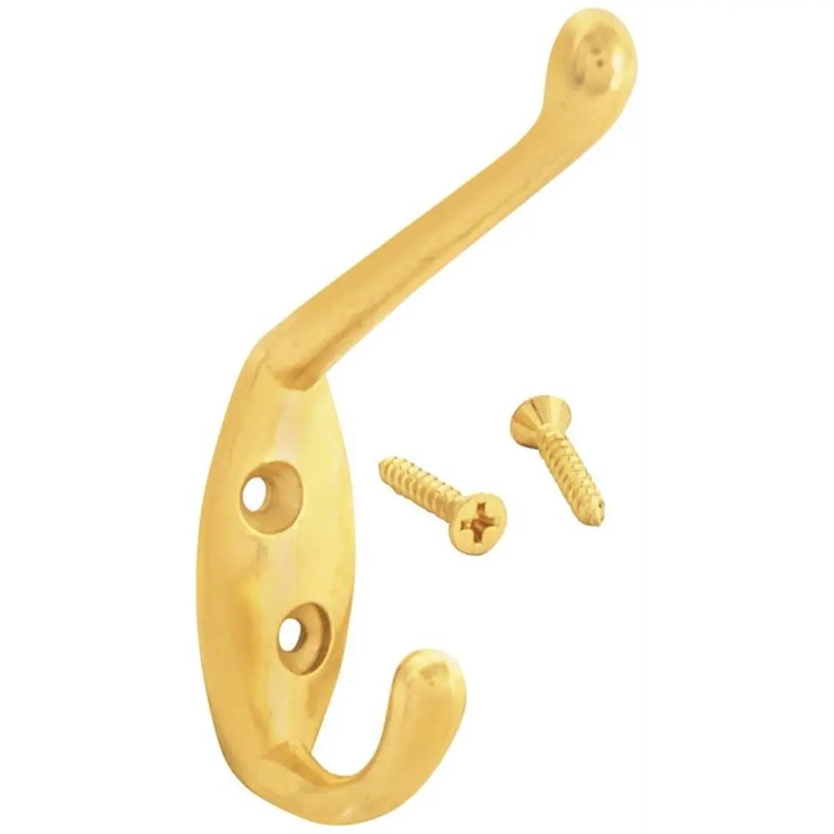 3.39 in. Heavy Duty Coat & Hat Hook - Die Cast Zinc, Polished Brass