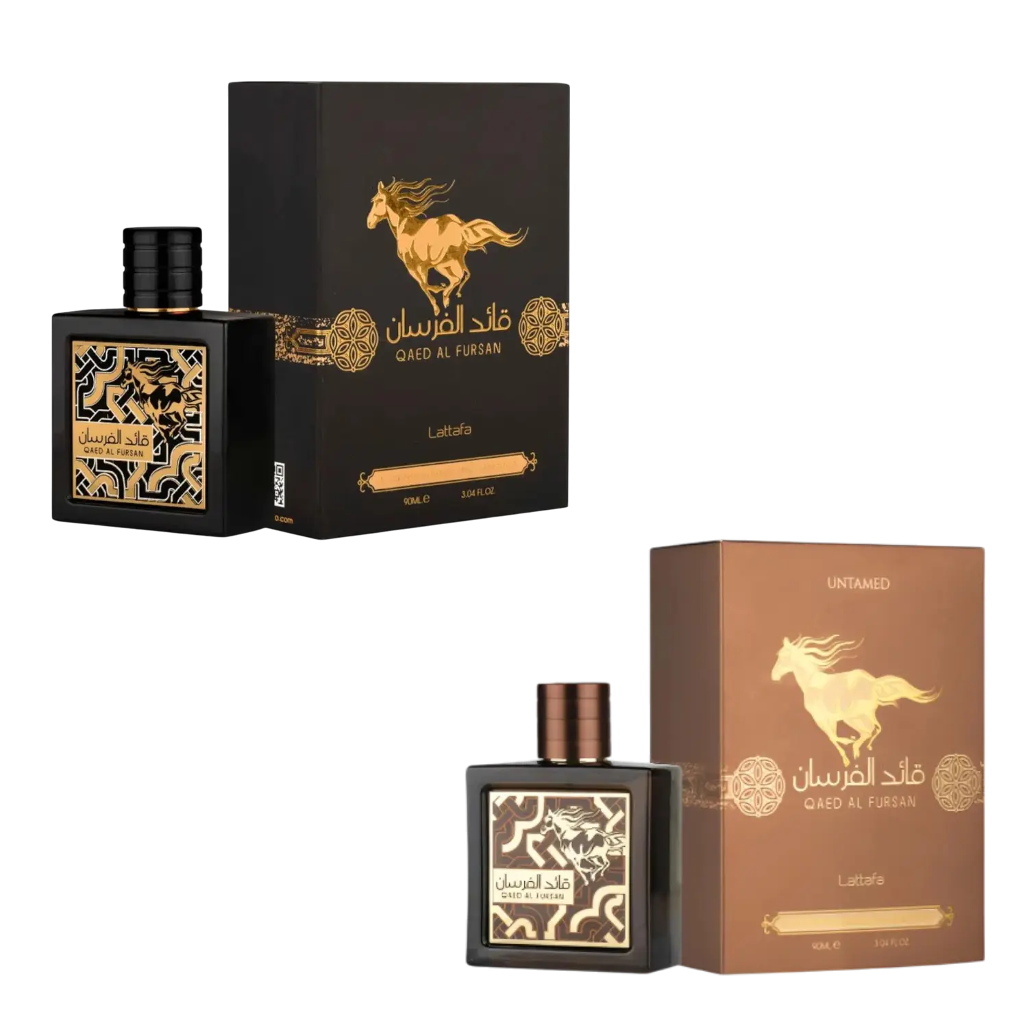 (2pc Bundle Pack) Qaed Al Fursan + Qaed Al Fursan Untamed by Lattafa EDP Spray, 3.4oz