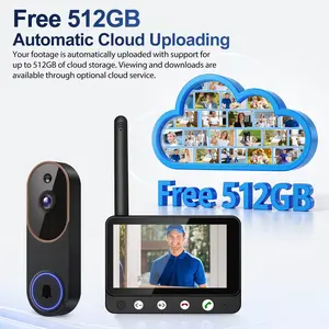 1080P 4.5-Inch Color Screen Wireless Smart Camera, Artificial Intelligence Human Detection, Instant Alarm, Real-Time Image, Two-Way Audio, 2.4G WiFi Camera, Night Vision, 100% Wireless, 512GB Free Cloud Storage, Battery-Powered Camera