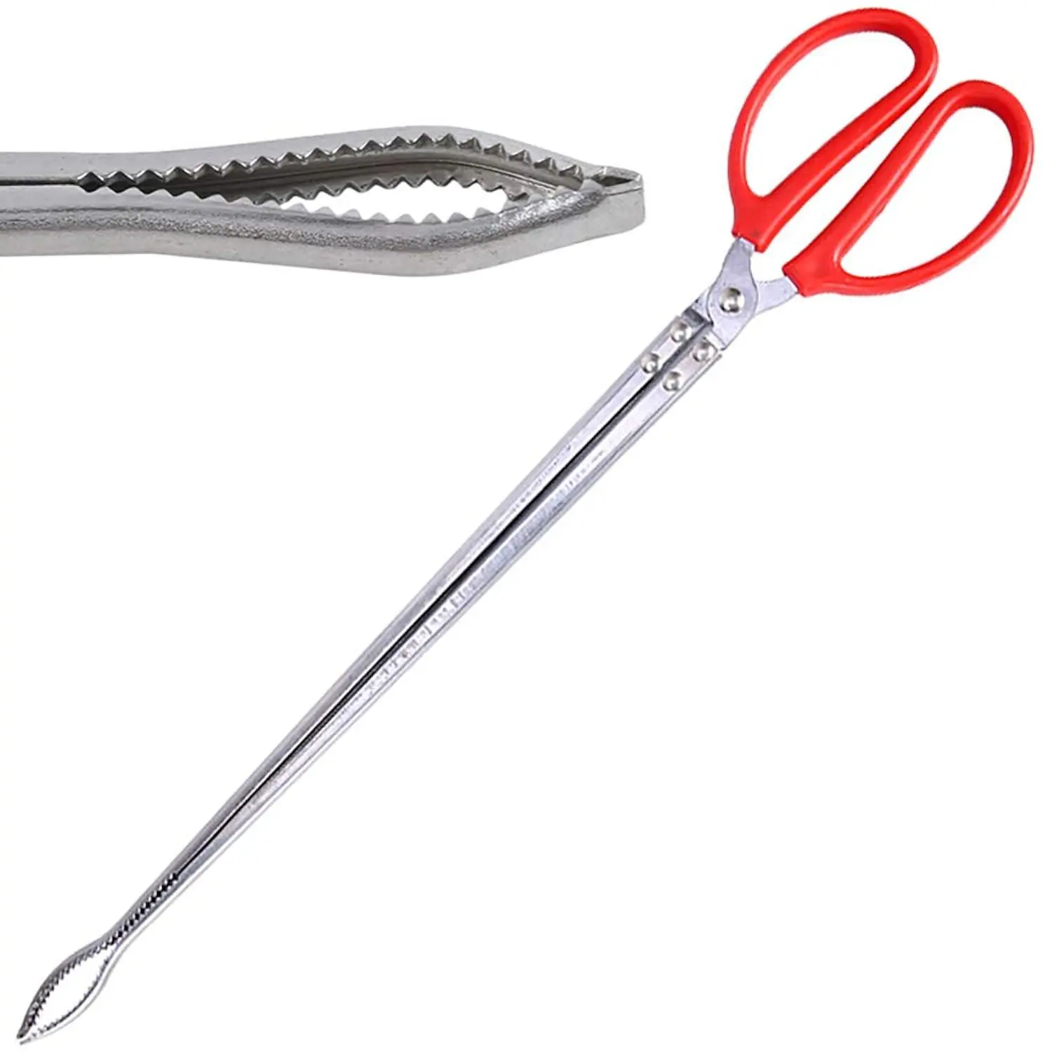Multi-Function Clip Scissor Tongs Anti-Slip Tool Clip Sea Crab Artifact Crab Tongs, Mud Tongs, Iron Tongs, Garbage Clips, Catching Sea Clips - 14.5 Inches Long (Curved Head)