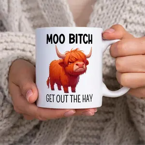 Humorous Highland Cow Coffee Mug for Cow Enthusiasts and Cottagecore Lovers Ideal for Gifts and Daily Use