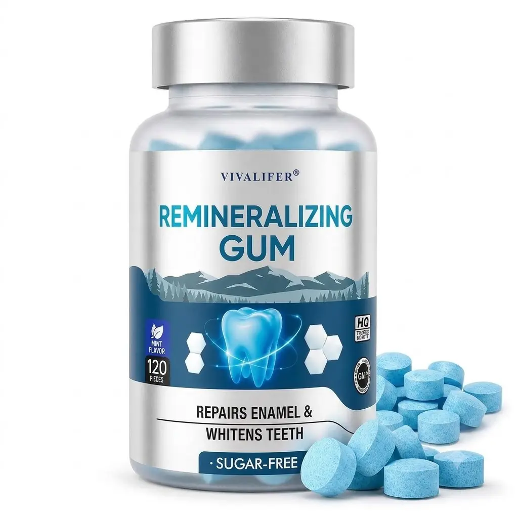 Remineralizing Sugar-Free Chewing Gum - Enamel Support & Whitening with Active Mineral Technology - Breath Freshener & Teeth Strengthener - 120 Pieces