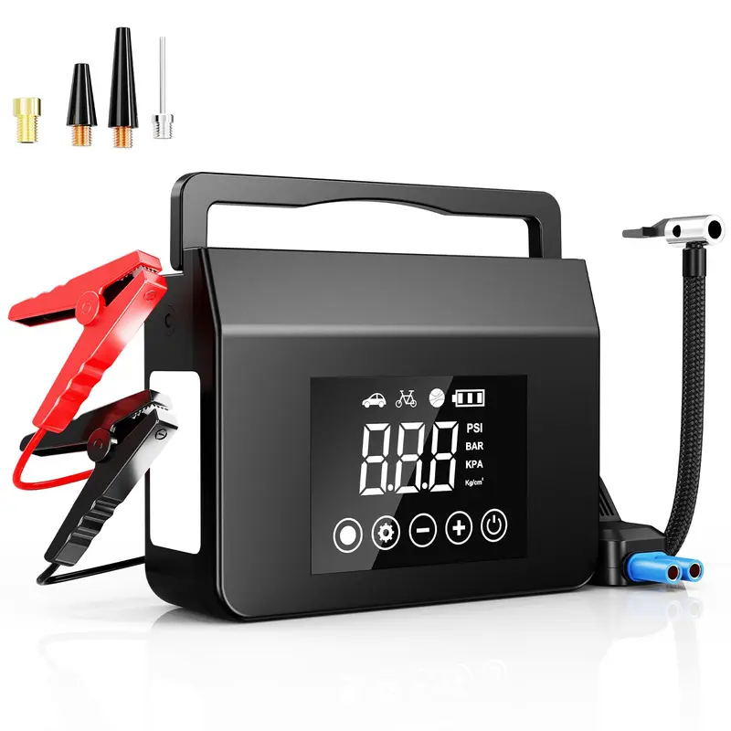 【Hieha】2026 Upgraded 4000A Car Jump Starter with 150PSI Tire Inflator, 15000mAh Power Bank & LED Light, Reliable in All Weather Conditions, Compatible with Most Cars & Trucks (All Gas/8.0L Diesel), Automotive Emergency Tool,backtoschool