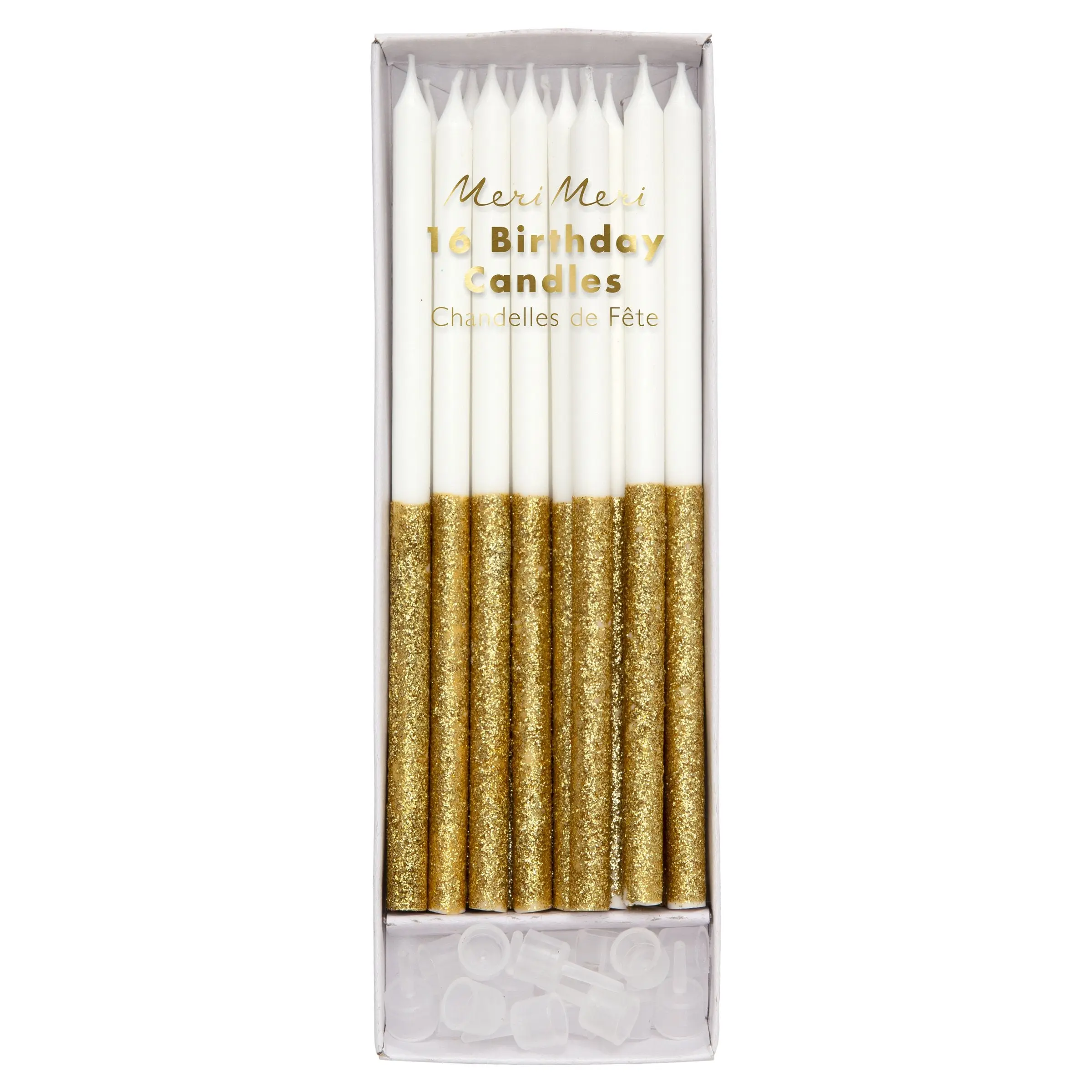 Gold Glitter Dipped Candles (x 16)