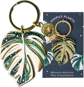 Thai Constellation Variegated Monstera Deliciosa Keychains, Plant Keychains