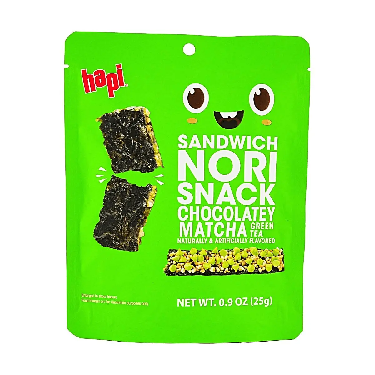 HAPI Matcha Chocolate Seaweed Snacks, Crispy Korean Gim Bites, 25g - Sweet & Savory Snack