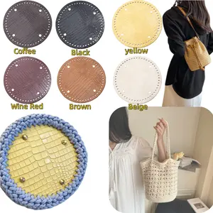 1pc round PU leather bucket bag bottom, suitable for handbags and wicker bags, DIY woven bag accessories