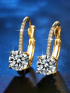 1 Pair Gorgeous Cubic Zirconia Hoop Statement Earrings For Women For Wedding Anniversary Engagement Party Jewelry Valentine's Day Gift