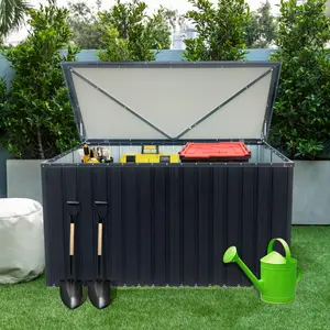 Metal Outdoor Storage Box - Waterproof Patio Deck Chest for Patio Furniture Cushions, Garden Tools