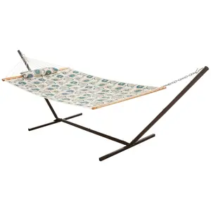 52" Multi-Colored Quilted Hammock Combo with Pillow and Stand