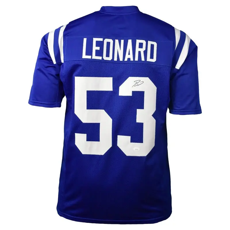 Darius Leonard Signed Blue Pro Edition White Number Football Jersey (JSA)