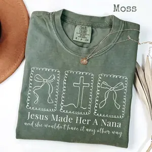 Comfort Colors Coquette Christian Nana T-shirt, Floral Faith Grandma Shirt, Religious Pullover for Mimi Gram Gigi Granny, Thoughtful Gift for Grandmothers