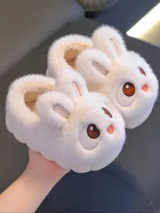 Cartoon Kids Slippers with Warm Lining, Fuzzy Warm Slippers, Unisex Boys and Girls Fall Winter Indoor Home Shoes, Anti-Slip Slippers for Home and Outdoor Use