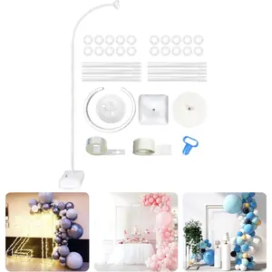 8ft Balloon Arch Stand Bendable Balloon Arch Kit with Stand for Birthday, Wedding, White