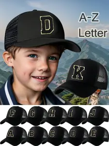 Kids' Letter Baseball Cap, Breathable Sponge Sun Protection Hat, Casual Comfort Fit for Ages 3-8, Perfect for Park Play & Outdoor Activities