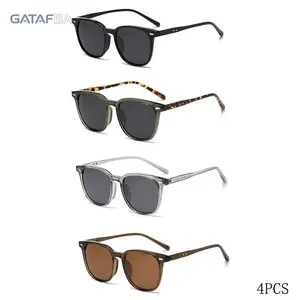 4 Pack Polarized Square Sunglasses for Men Women UV400 Anti-Glare Trendy 2026 Spring Summer Lightweight TR90 Nylon Full Rim Retro Eyewear Perfect for Driving Fishing Hiking Beach Daily Wear