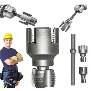 Pipe Thread Cutting Tool, Electric Drill Compatible Pvc Pipe Threader Kit, Thread Trimming and Angle Bolt Repair Tool, Garden Hose Thread Die, 1/2", 3/4"