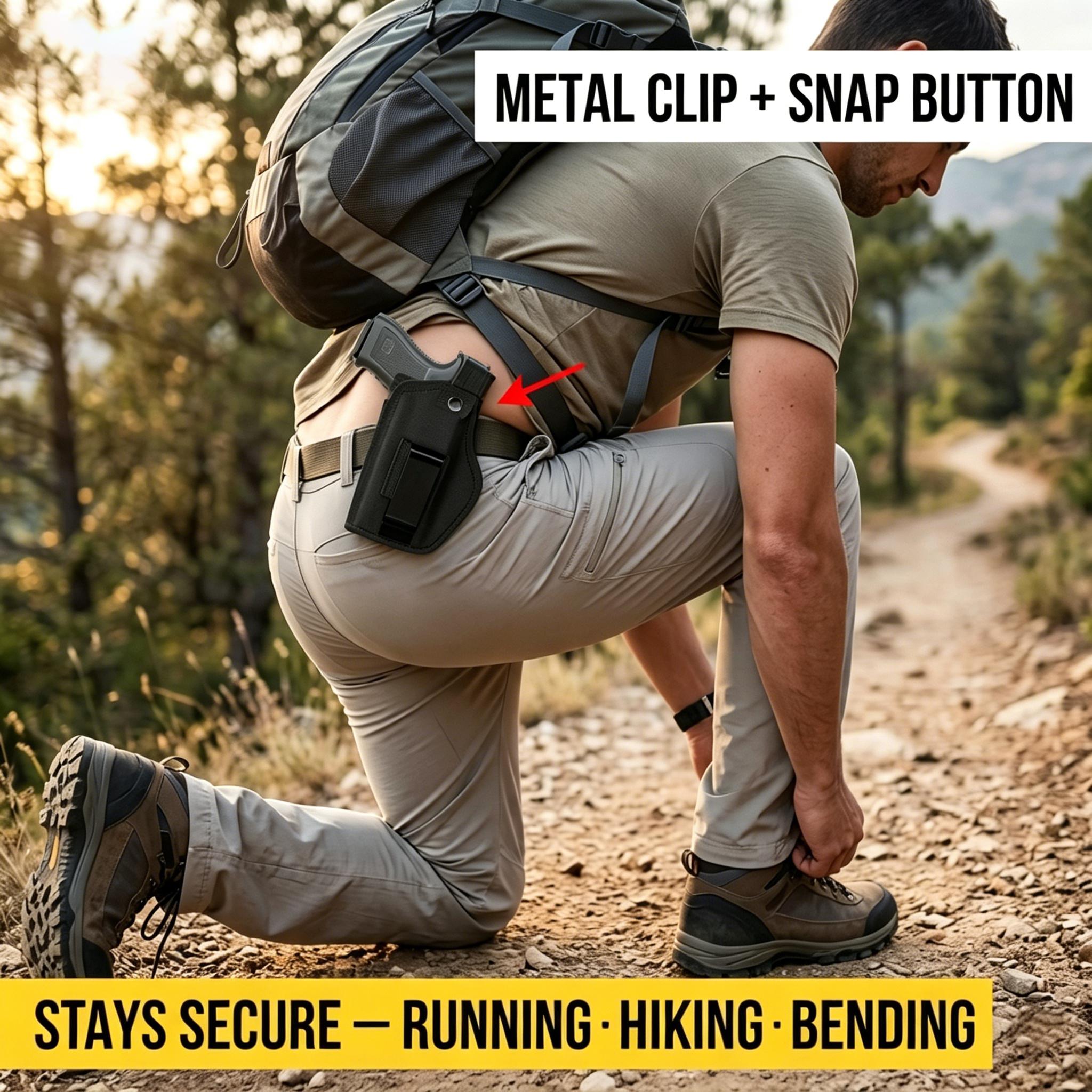 Multi-Functional Concealed Carry Holster Suitable for Left And Right Hand, Compact And Micro Firearms, Adjustable, Durable 1000D Nylon Material, Secure Snap Closure, Black