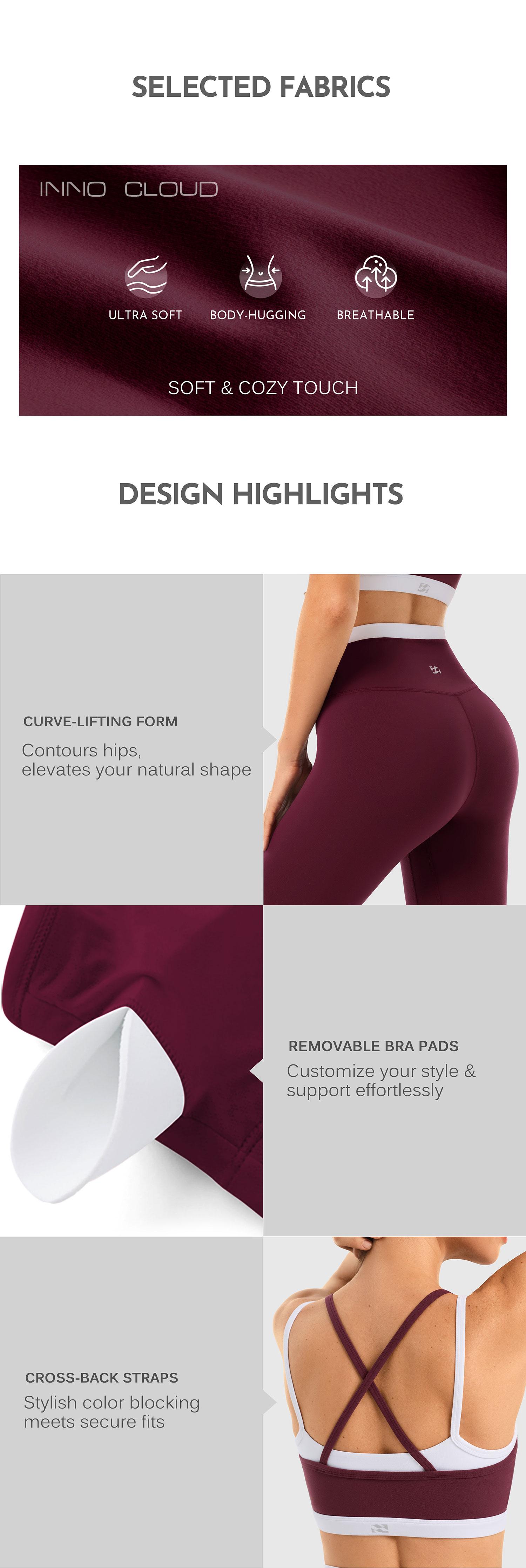 INNO MINT Women's 2-Piece Matching Workout Set, Women's Clothes with Seamless Yoga Leggings & Padded Sports Bra for Gym Athletic Use
