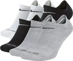 NIKE EVERYDAY PLUS NO SHOW 6 PACK MULTI G/W/B MEDIUM Sports Socks NIKE EVERYDAY PLUS NO SHOW 6 PACK MULTI G/W/B MEDIUM Sports Socks