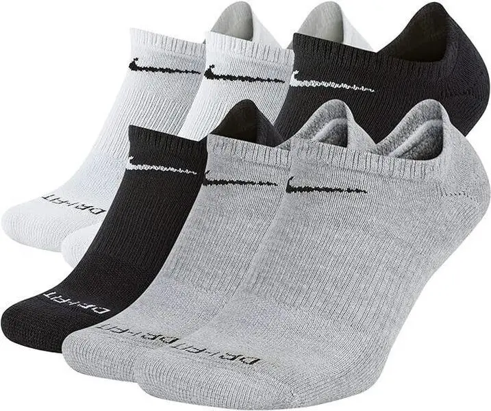 NIKE EVERYDAY PLUS NO SHOW 6 PACK MULTI G/W/B MEDIUM Sports Socks NIKE EVERYDAY PLUS NO SHOW 6 PACK MULTI G/W/B MEDIUM Sports Socks