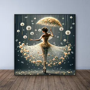 Dandelion & Dancer Pattern DIY Diamond Arts Colorful Painting Kit without Frame, DIY 5D Diamond Arts Colorful Painting Kit, Wall Art Decor for Home