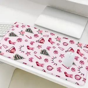 Christmas Pattern Mouse Pad, Rectangle Gaming Mouse Pad, Office Desk Keyboard Mat for Home Office Game Room Desk