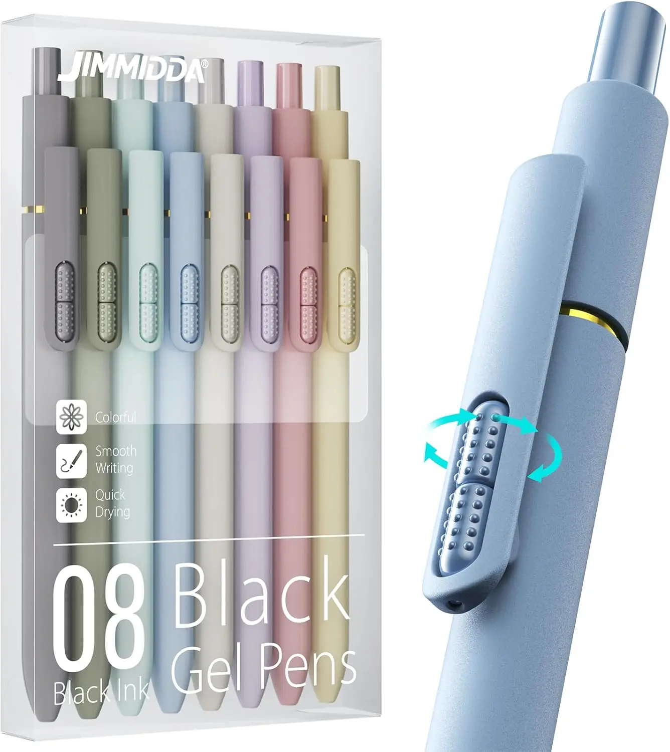 8Pcs Black Gel Pens 0.7mm Medium Point Smooth Writing Quick Drying Retractable Pens for Men Women Morandi Collection Dry Fine boutique