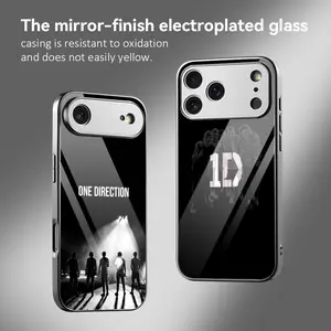 Band O-One Direction Phone Case For iPhone 17 16 15 14 13 12 Pro Max Plus Electroplated Metal Bumper Case Slim Tempered Glass Back Advanced Materials Shockproof Anti-Scratch Protective Luxury Case Fashion Durable Stylish