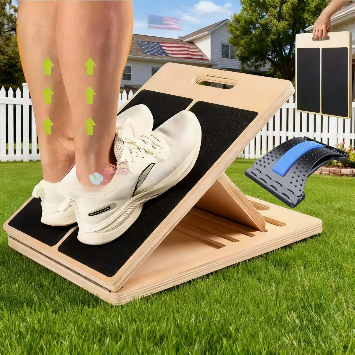 Portable Wooden Slant Board, Adjustable Incline Calf Stretcher for Squats & Pilates, Physical Therapy Equipment for Knees, Ankles, Heels & Leg Stretching