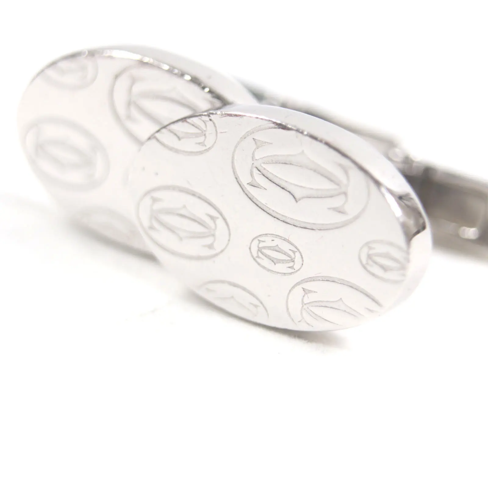 Pre-owned Cartier Sterling Silver 925 (Ag925) Small Leather Goods Silver 925 Cufflinks