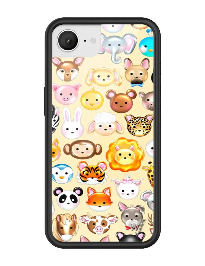 Animal Kingdom | Limited Edition Trendy Collab iPhone Case | Raised Protective Black Bumper | Women Owned Small Business | Vibrant Cute Animal Emojis Tigers Elephants Lions Sheep Monkeys | Safety Casing Protective | Gift for Her