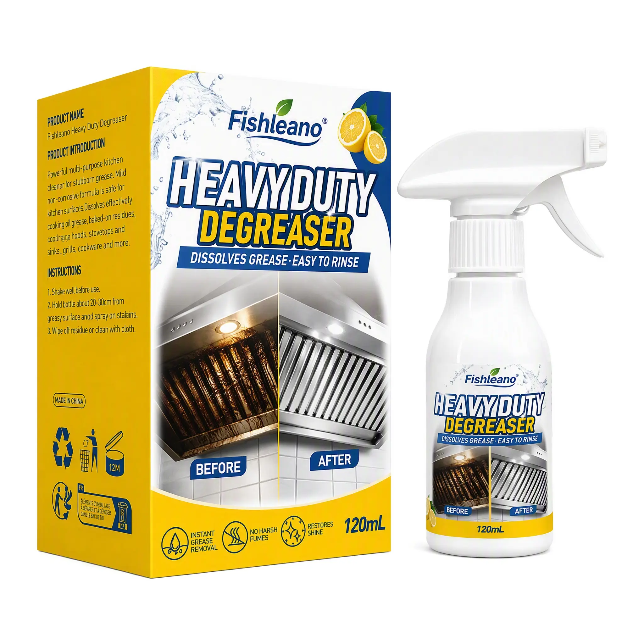 Heavy-Duty Kitchen Degreaser Spray, Powerful Grease Removal & Burnt-On Grime Cleaner, Easy-To-Rinse Multi-Surface Solution for Stove, Range Hood