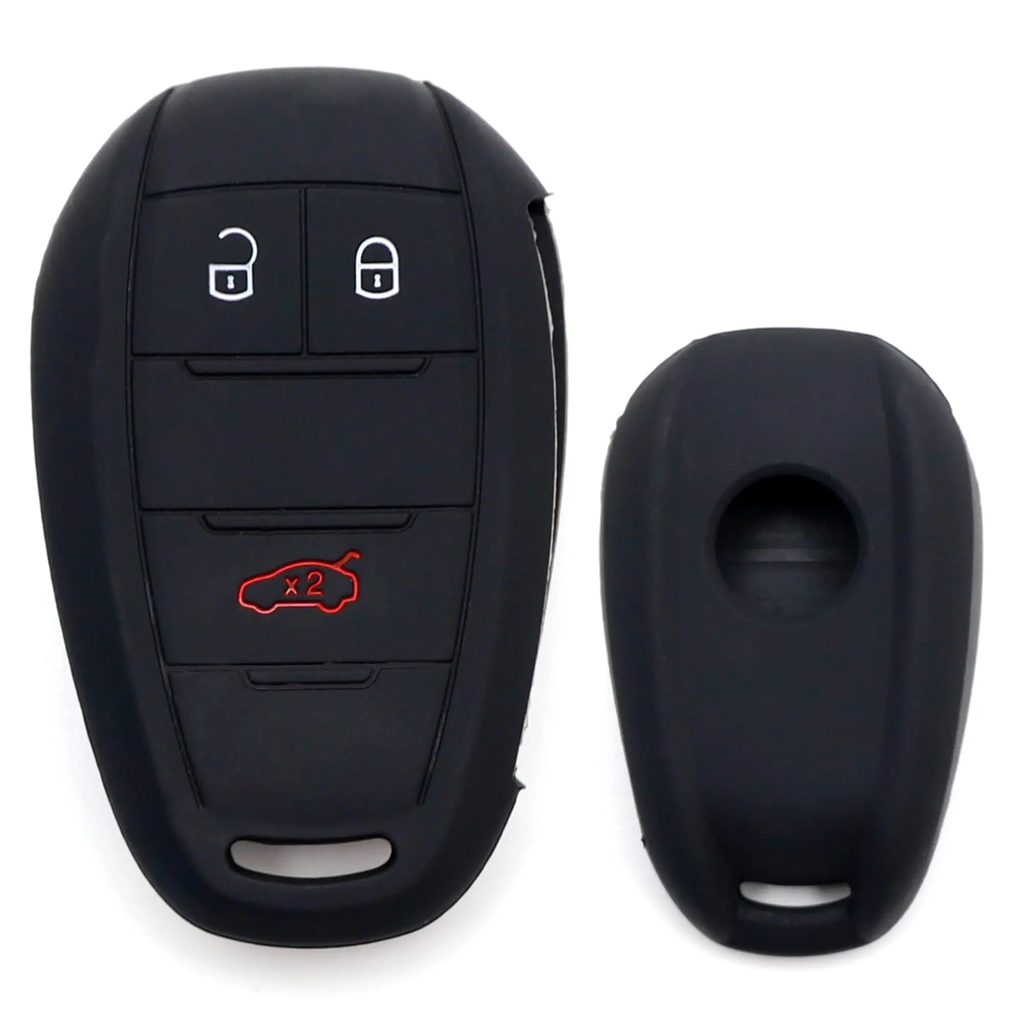 iJDMTOY Black Soft Silicone Full Coverage Key Fob Case Cover For Alfa Romeo Giulia Stelvio Smart Key Fob