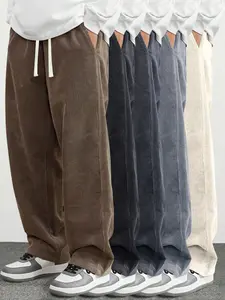 5-Pack Men’s Summer Corduroy Straight-Leg Pants – Casual Loose Fit, Versatile Athletic Style