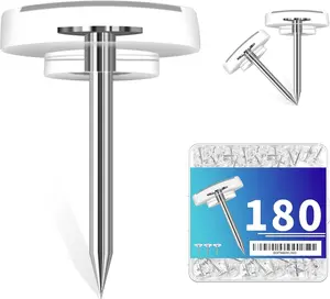 180-Pack Clear Thumb Tacks - Heavy Duty Push Pins for Bulletin Board, Office, School & Wall Decor -  Steel Point Tacks with Durable Plastic Flat Heads - Includes Storage Box (Transparent)