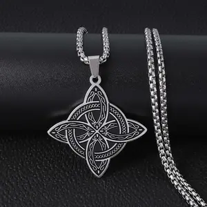 Stainless Steel Celtic Necklace Witch Knot Pendant Fashion Accessories Jewelry Daily Match
