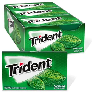 Trident Spearmint Sugar Free Gum, 12 Packs of 14 Pieces (168 Total Pieces) Natural Flavor