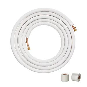 VEVOR 25FT Mini Split Line Set, 1/4 1/2 O. D Copper Pipes Tubing and Triple-Layer Insulation, for Mini Split Air Conditioning Refrigerant or Heating Pump Equipment HVAC with Wrapping Strips.
