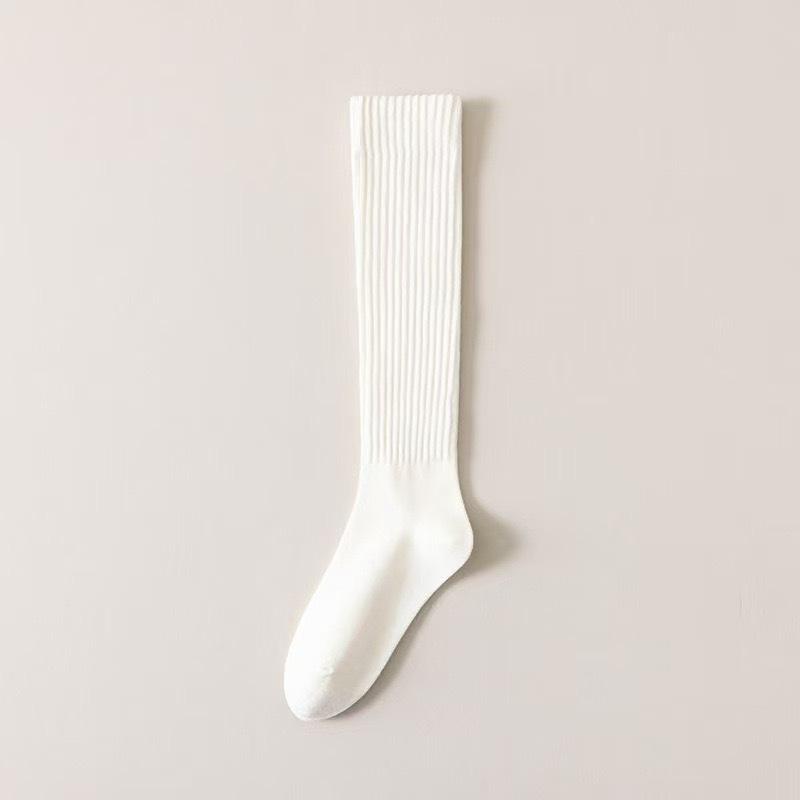 5-Pair Compression Calf Socks, Women's Vertical Stripe Solid Color Calf Socks, Versatile Slouch Socks