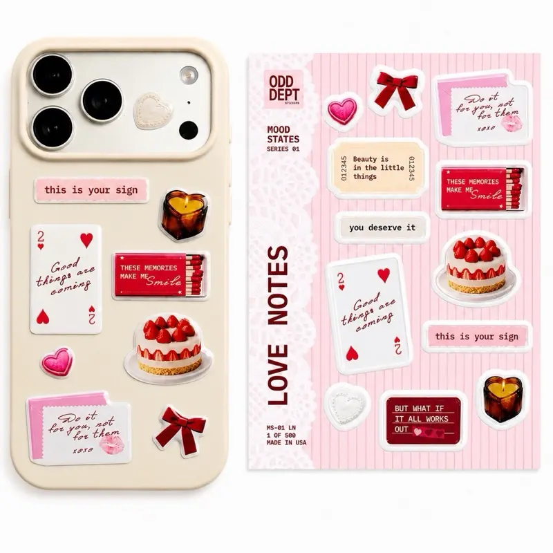 Odd Dept: Love Notes 3D Sticker Pack | Cute Aesthetic Phone, Laptop & Water Bottle Stickers  (12 PCS)
