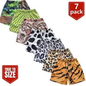 Men's Bold Animal Print Cargo Shorts - 7 Wild Patterns Including Leopard, Tiger, Cow Print & Paisley - Lightweight Quick-Dry Summer Beach Board Shorts with Elastic Waist & Drawstring - Streetwear Fashion for Raves, Festivals, Outdoor Activities