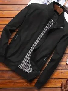 Men's Stand Collar Long Sleeve Jacket, American Outdoor Casual Style, Spring & Fall Seasons, Fashionable Men's Outerwear, Perfect Pairing