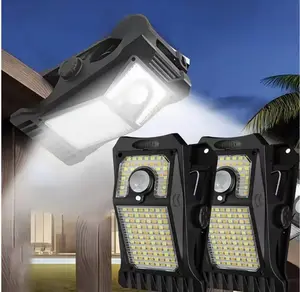 USB & Solar Charging Clip Lights, Auto ON/OFF With Motion Sensor, 4 Lighting Colors, Remote Control, Long Working Time, Waterproof, Perfect for Outdoor, Yard, Camping, Fence, Eaves Lamps Emergency