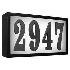 212 MAIN 6 in. Serrano LED Lit Standard Address Plaque - DIY Kit with Black Steel Frame, Vinyl Decor Sign Set, 2 Number Sets for Home Supplies, Two Number Sets